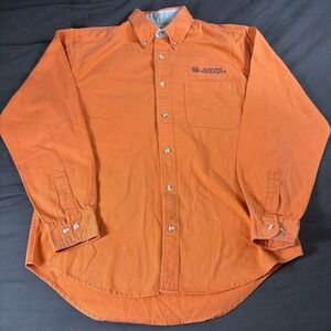 Vintage Auburn University Heavyweight Button Up Shirt Mens L Orange Workwear